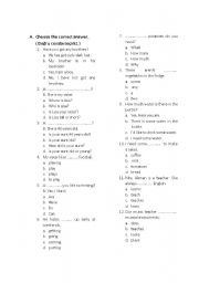 English worksheet: 6th class questions.