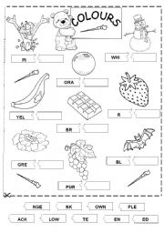 English Worksheet: COLOURS  B&W  EDITABLE