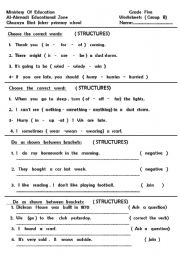 English worksheet: chooes  the  correct  answer( grammar)