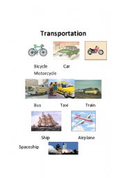 English worksheet: Transportation