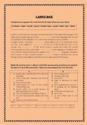 English Worksheet: language and writing