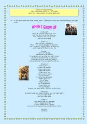 English Worksheet: Song When I Grow Up by Pussycat Dolls 