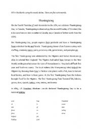 English worksheet: Thanksgiving
