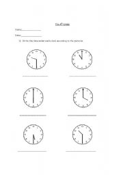 English worksheet: hours
