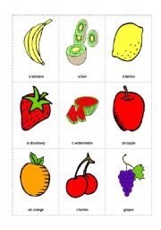 English worksheet: fruits