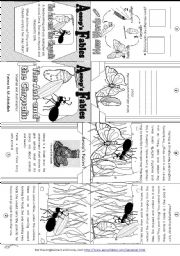 English Worksheet: Aesops Fables: The Ant and the Chrysalis [ Mini-book ]