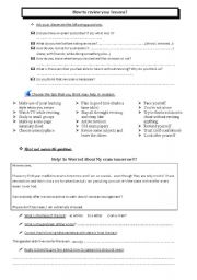 English worksheet: ready made lesson about revising exams - handout.