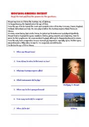 English Worksheet: Wolfgang Amadeus Mozart