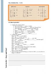 English Worksheet: Verb to Be - Elementary