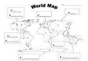 English Worksheet: World Map: Continents