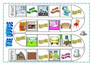 English Worksheet: house boardgame + cards and instructions
