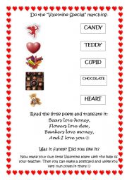 English Worksheet: Vday for kids 