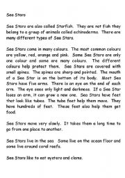 English worksheet: Star Fish Information Report Booklet