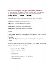 English worksheet: that/these