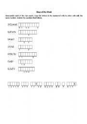 English Worksheet: Days of the Week