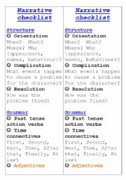English Worksheet: Narrative Checklist