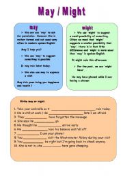 English Worksheet: may and might