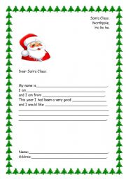 English Worksheet: Carta a Santa Claus.