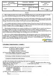 English Worksheet: end of term test n2