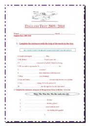 English worksheet: Test 2010 