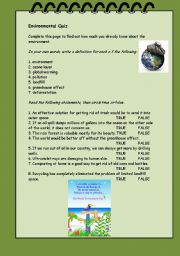English Worksheet: Environment quiz