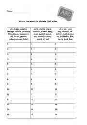 English worksheet: ABC ORDER