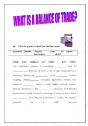 English Worksheet: Business vocabulary: Import & Export _ Balance of Trade(+key)