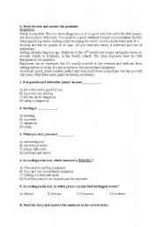 English Worksheet: reading passage