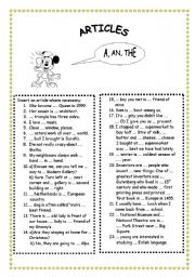 English Worksheet: Articles