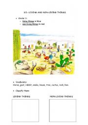 English Worksheet: Living and non-living things