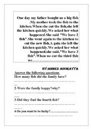 English worksheet: short story