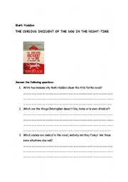 English worksheet: The Curious Incident of the Dog in the Night-Time