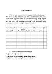 English worksheet: Food and drinks