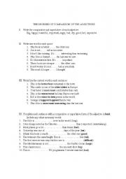 English worksheet: The degrees of comparison of the adjectives