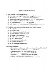 English worksheet: The plural of the nouns