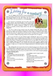 English Worksheet: Reading : Living for a Century