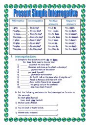 English Worksheet: Present Simple Negative and Interrogative.