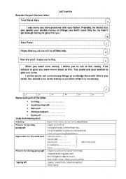 English Worksheet: writing a letter of advice