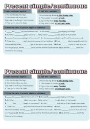 English Worksheet: present simple- continuous