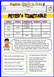 English Worksheet: Peters Timetable