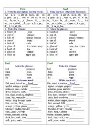 2 FOOD worksheets