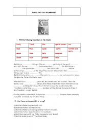 English Worksheet: Matilda by Roald Dahl