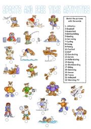 English Worksheet: Sports and Free Time Activities Matching Exercise(2 of 2)