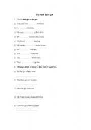 English worksheet:  the verb have got