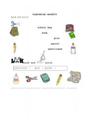 English worksheet: Classroom Objects