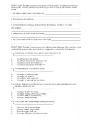 English worksheet: Revision for Modals and Relative Clauses