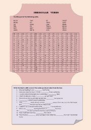 English Worksheet: irregular verbs wordsearch and practice