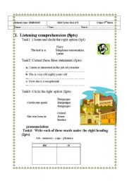 English Worksheet: mid term test N°2 9th form