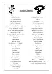 English Worksheet: Classroom Sentences