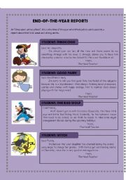 English worksheet: end-of-the-year reports (Writing activity)